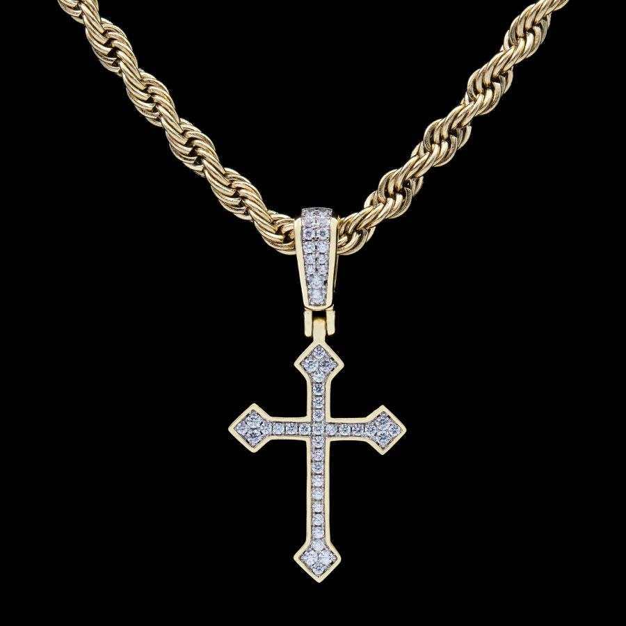 Iced Celtic Cross in Yellow Gold