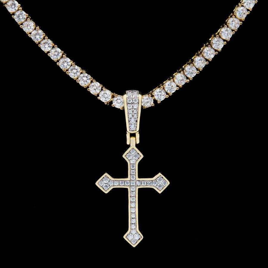 Iced Celtic Cross in Yellow Gold