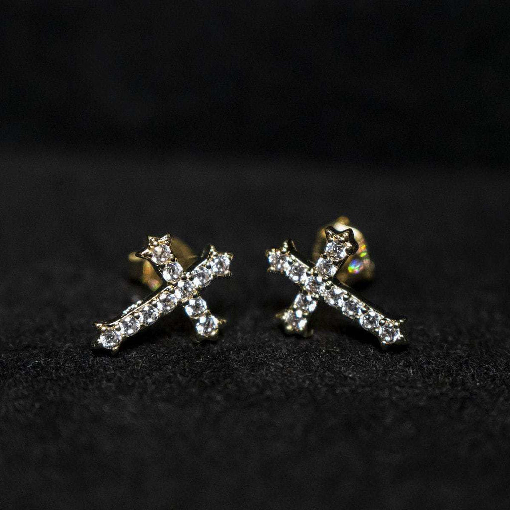 GLD Micro Cross Stud Earrings