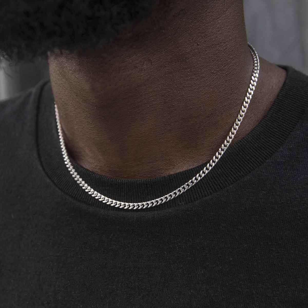 Micro Cuban Chain in White Gold- 3mm