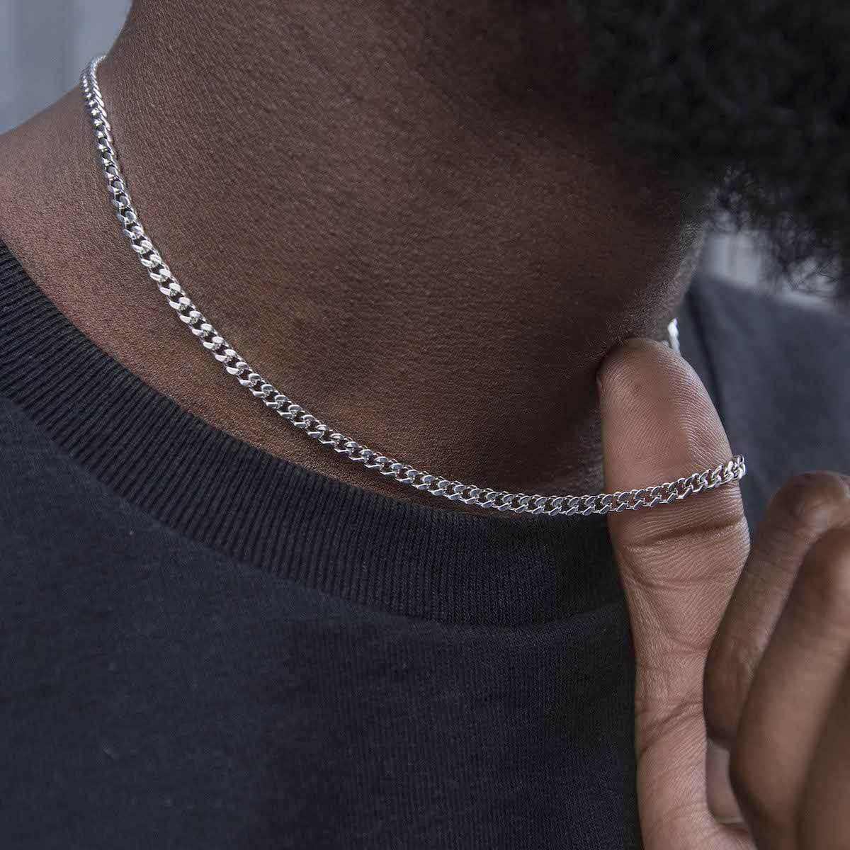 GLD Micro Cuban Chain in White Gold- 3mm
