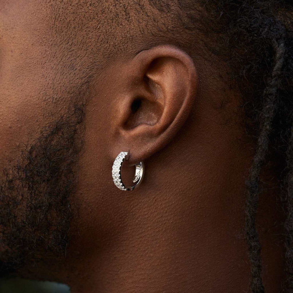 GLD Double Row Hoop Earrings in White Gold