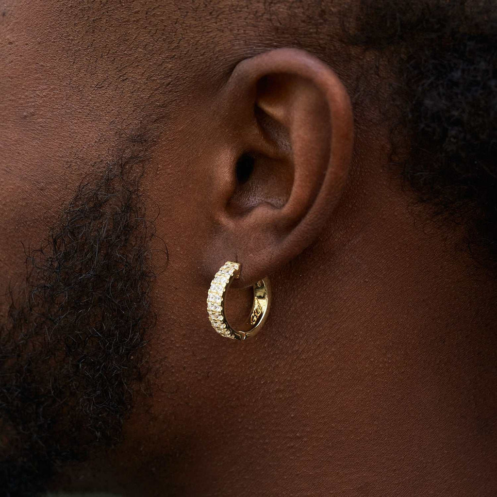GLD Double Row Hoop Earrings in Yellow Gold