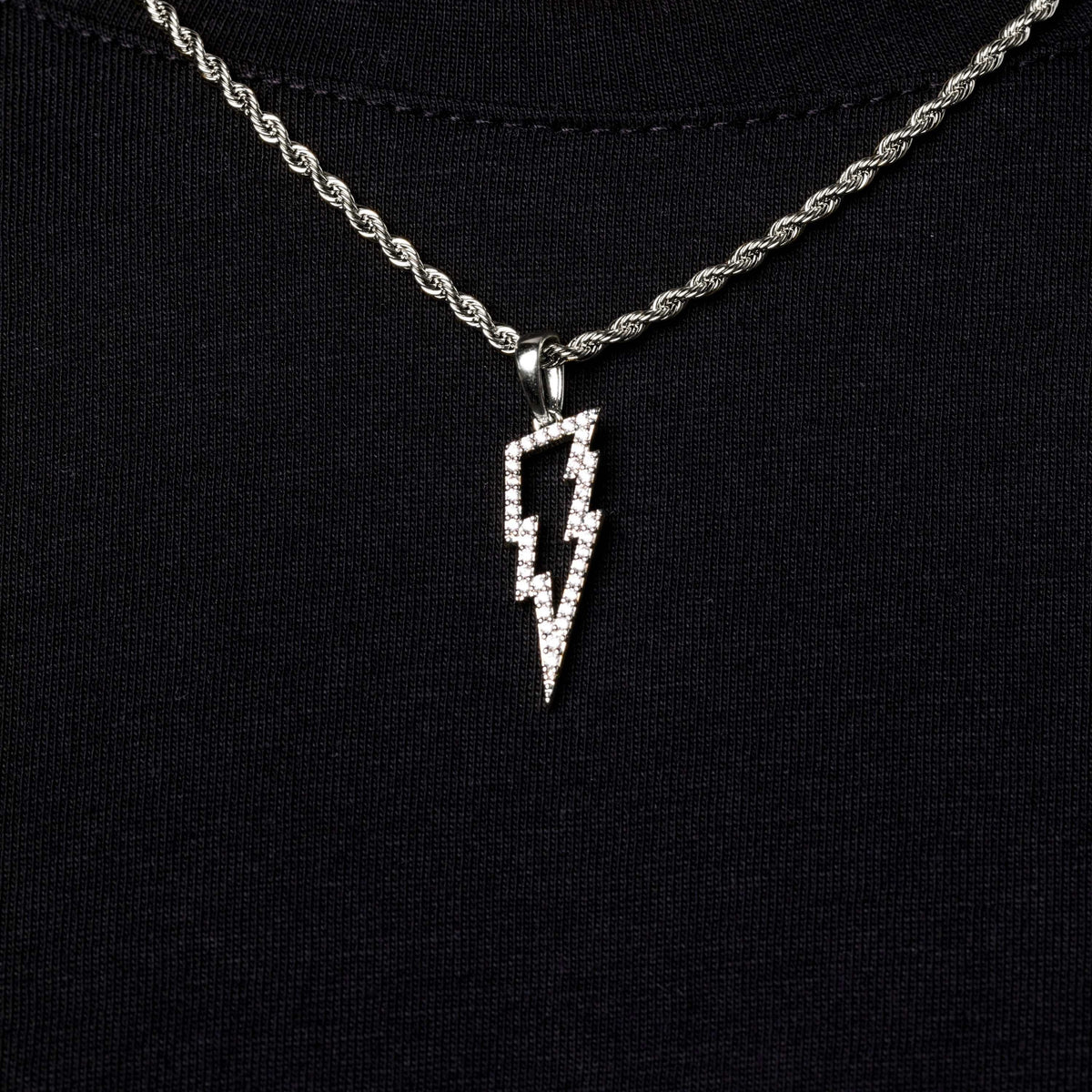 Moissanite Diamond Micro Lightning Bolt Pendant in Sterling Silver