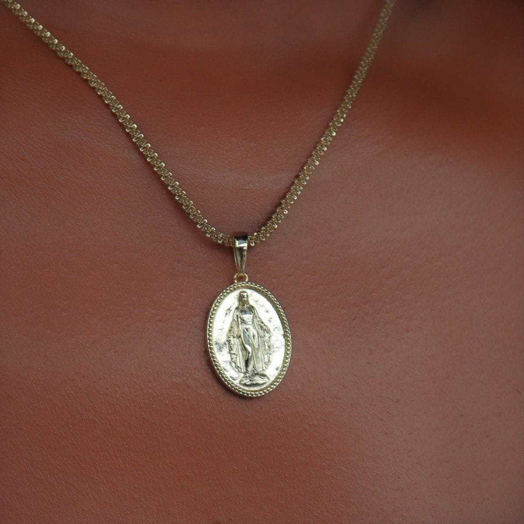 Solid Gold Micro Lady of Guadalupe Pendant
