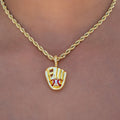 Micro Simple Baseball Glove Pendant in Yellow Gold