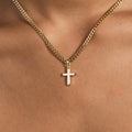 Micro Simple Cross Pendant in Yellow Gold