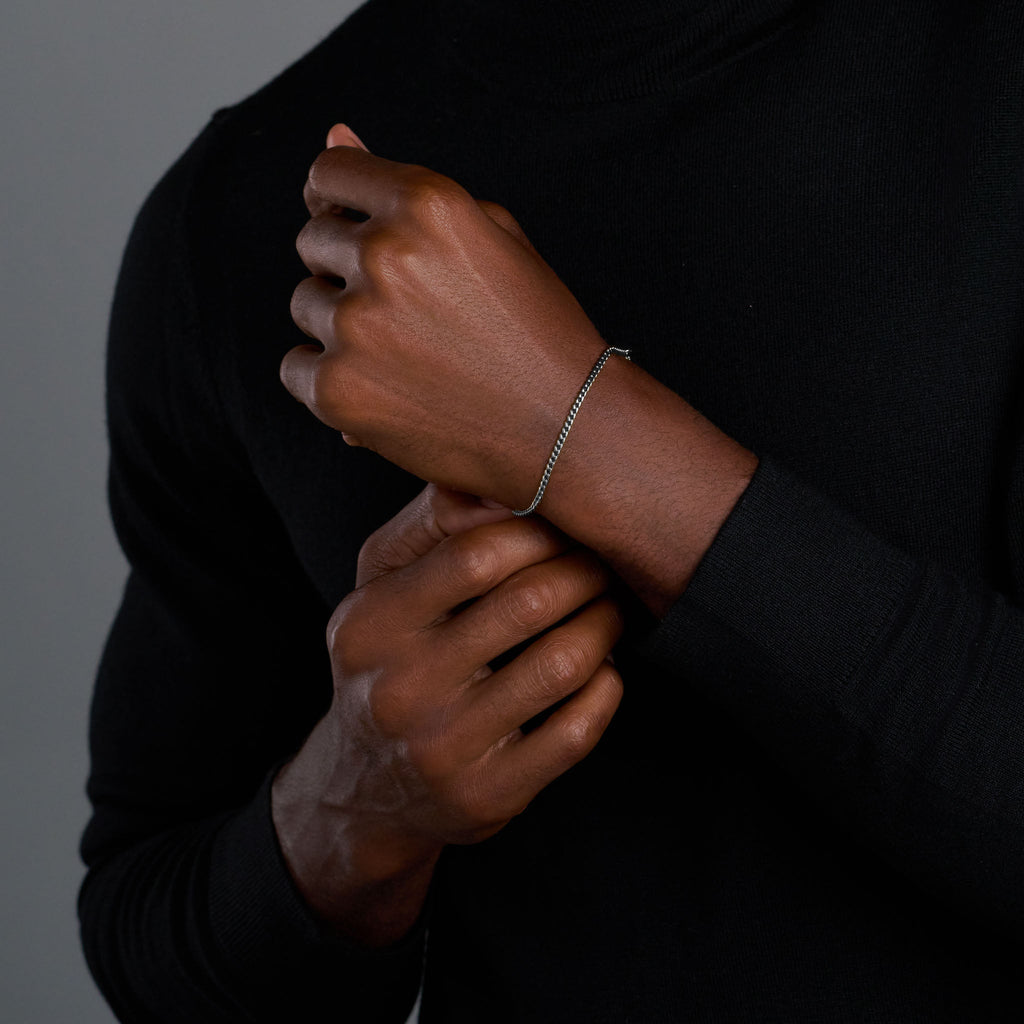 Micro Cuban Link Chain + Bracelet (Silver) - 3mm
