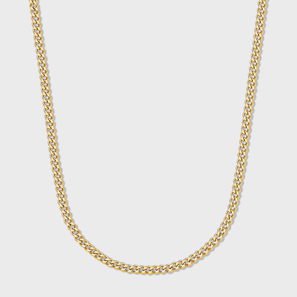 Women's Micro Cuban Link Chain + Bracelet (Gold) - 3mm