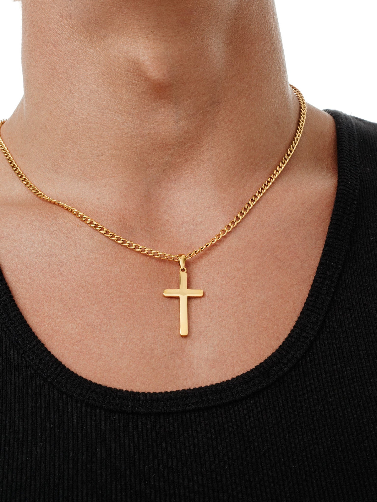 Minimal Cross Necklace (Gold)