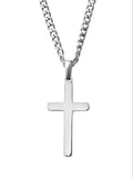 Minimal Cross Necklace (Steel)