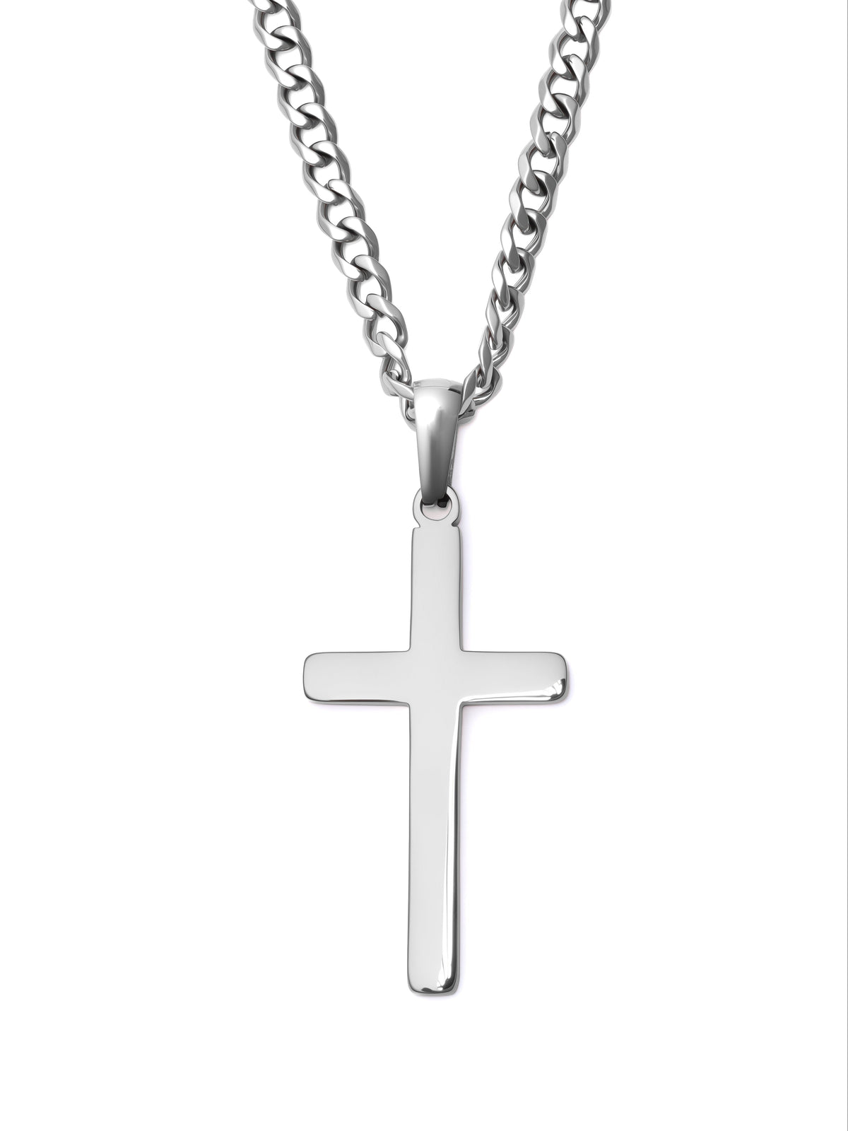 Minimal Cross Necklace (Steel)