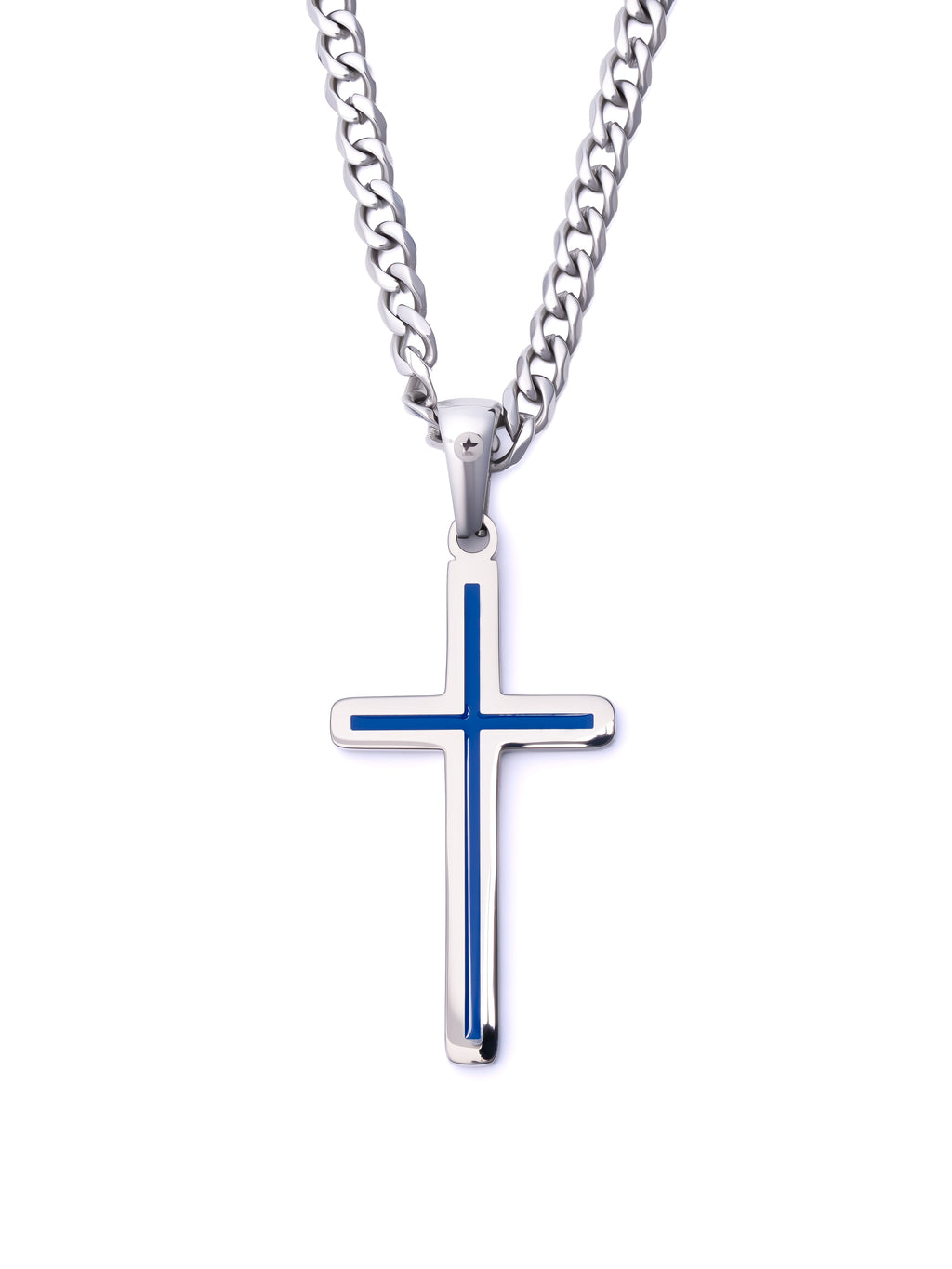Minimal Cross Necklace (Steel)