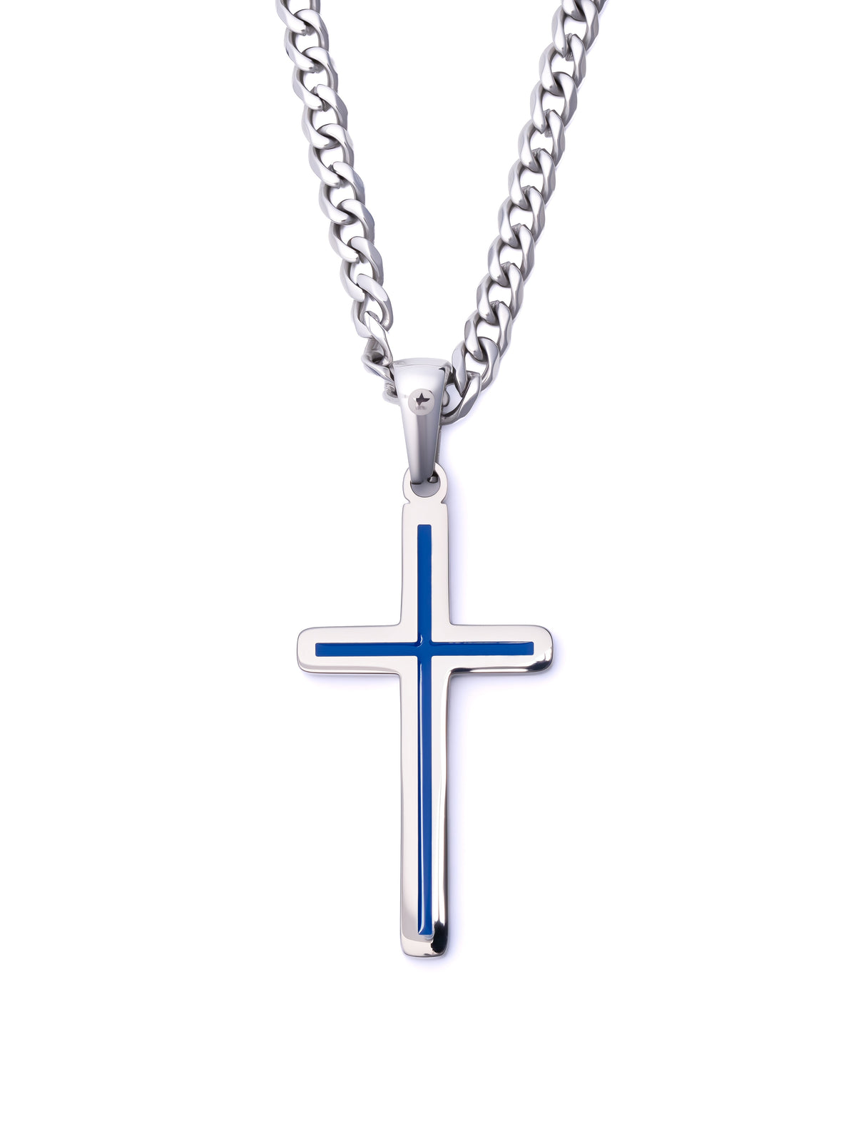 Minimal Cross Necklace (Steel)