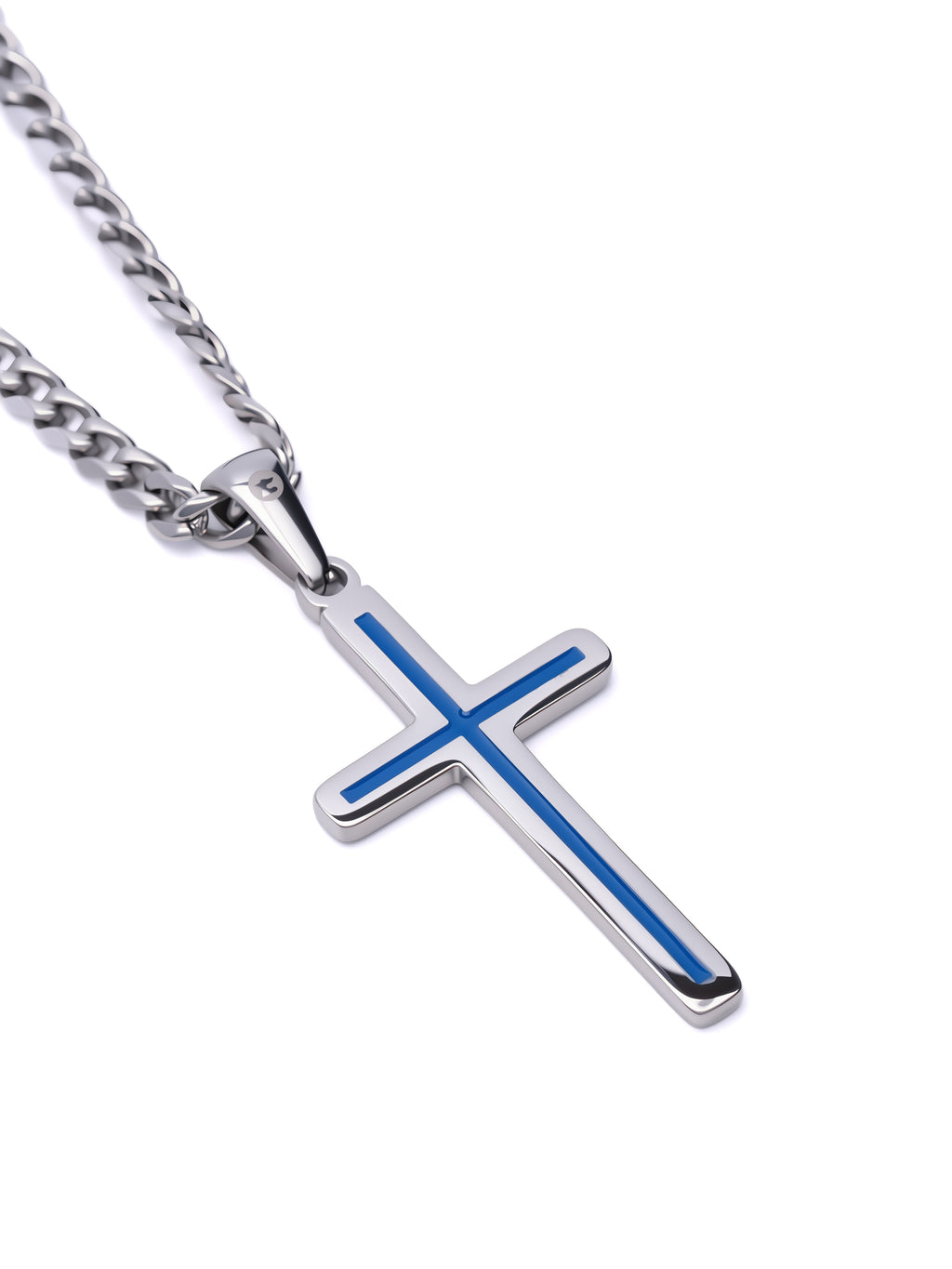 Minimal Cross Necklace (Steel)