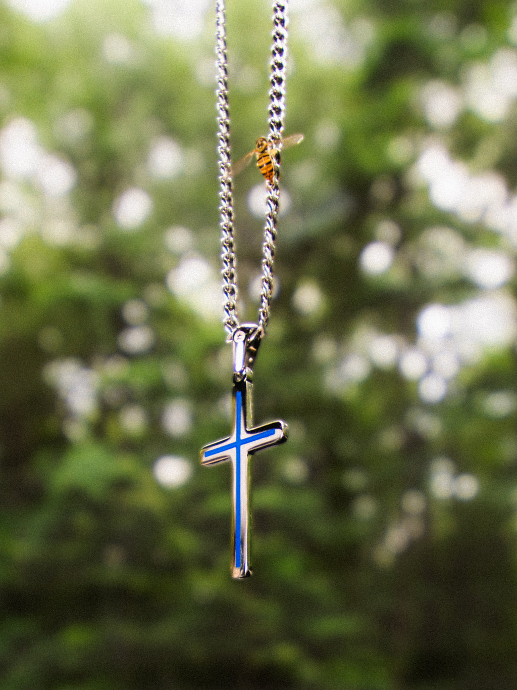 Minimal Cross Necklace (Steel)