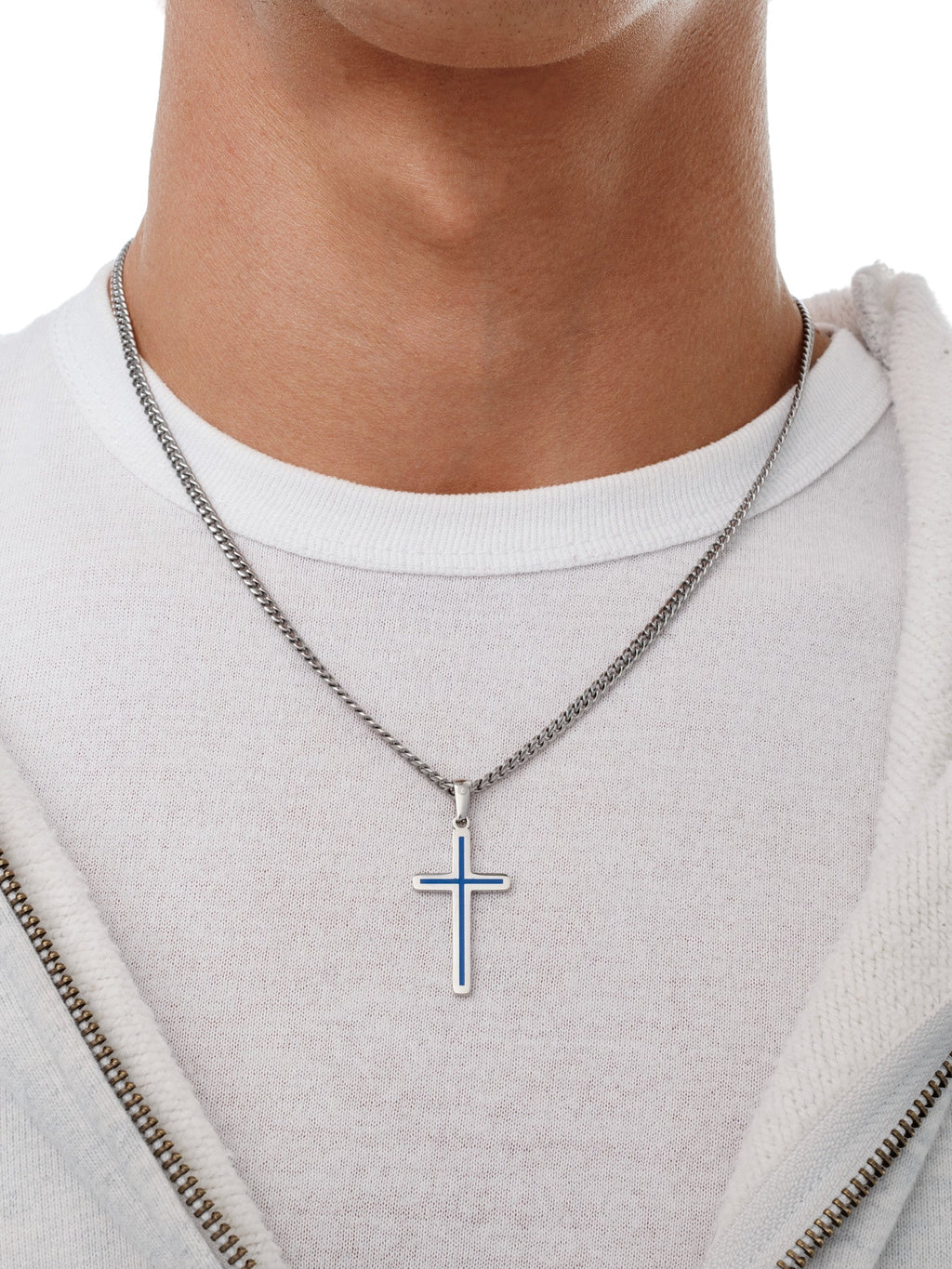 Minimal Cross Necklace (Steel)