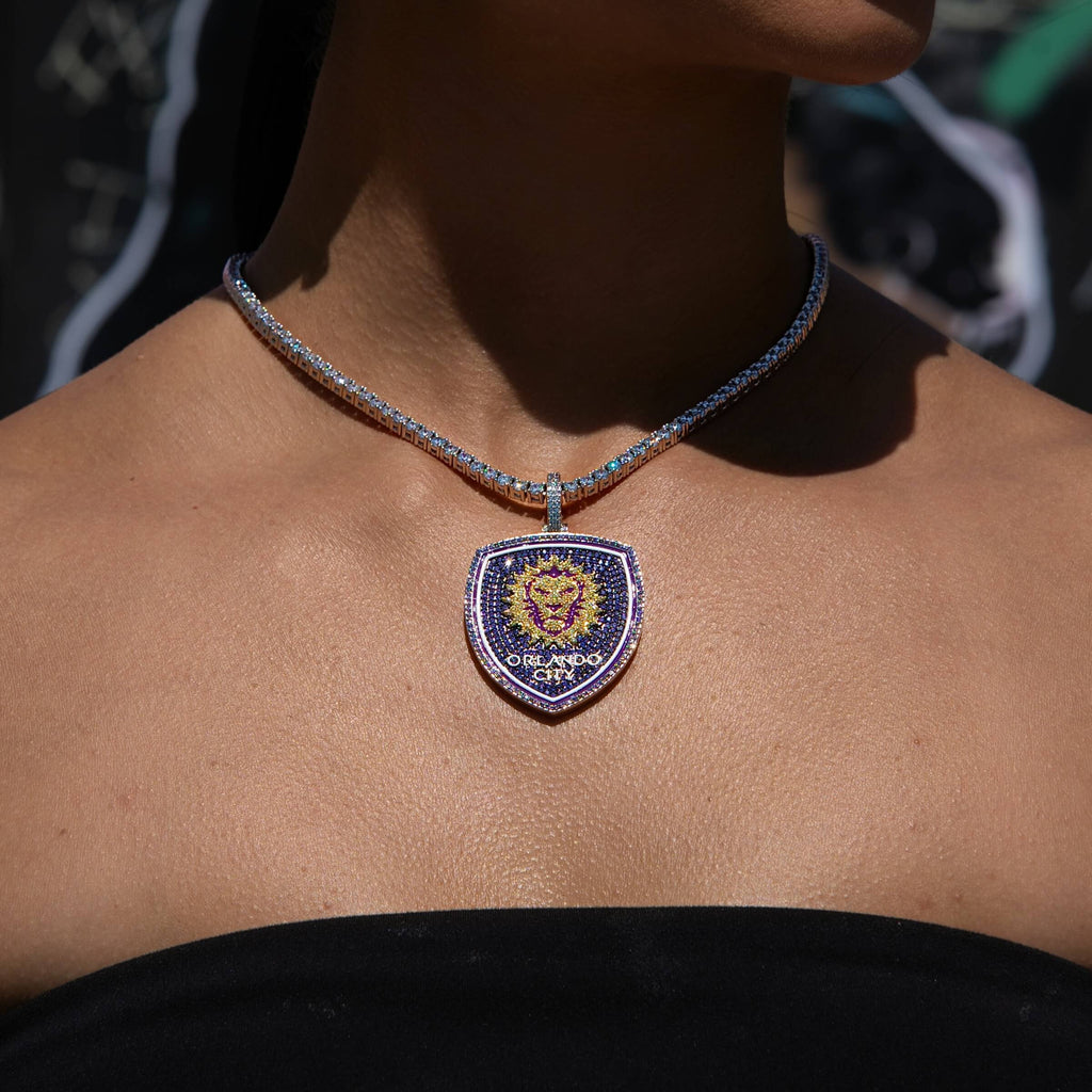 Orlando City Soccer Club Official MLS Primary Logo Pendant in White Gold