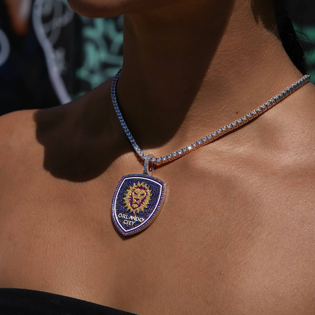 Orlando City Soccer Club Official MLS Primary Logo Pendant in White Gold
