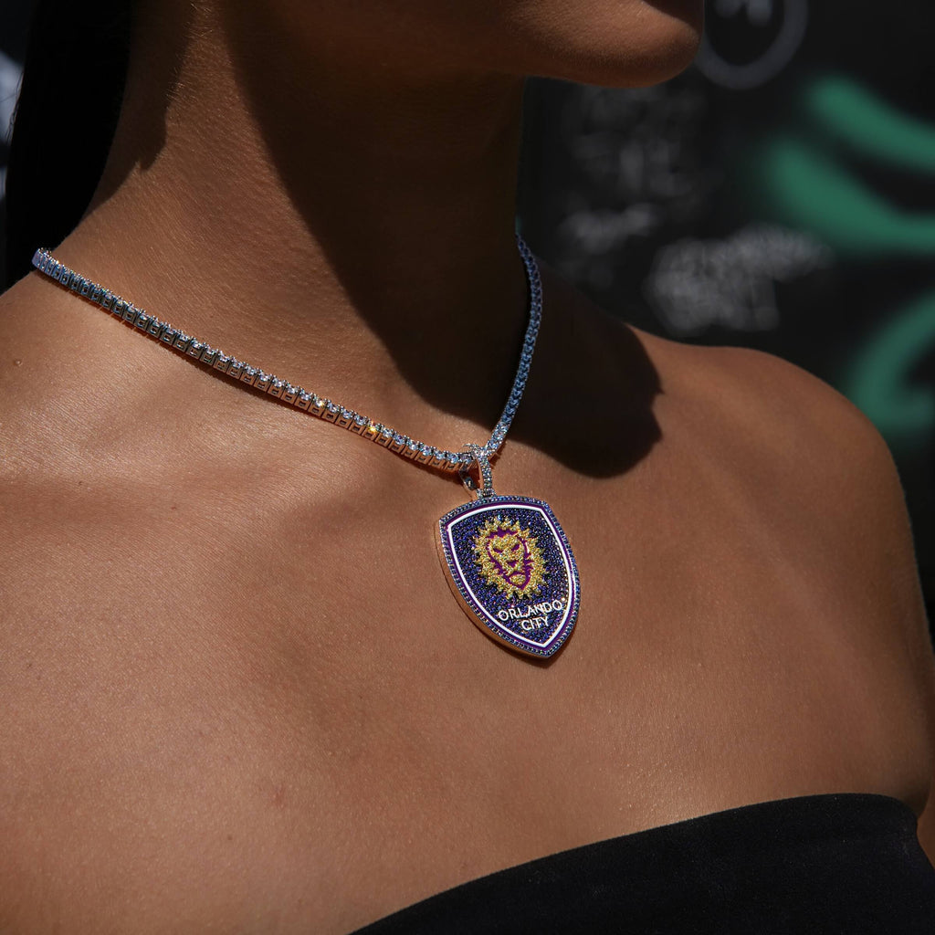 Orlando City Soccer Club Official MLS Primary Logo Pendant in White Gold