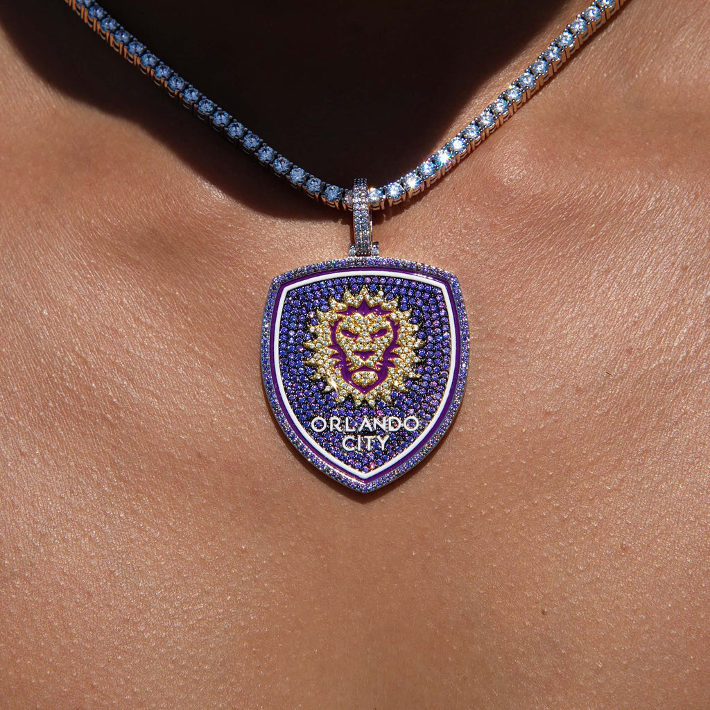 Orlando City Soccer Club Official MLS Primary Logo Pendant in White Gold