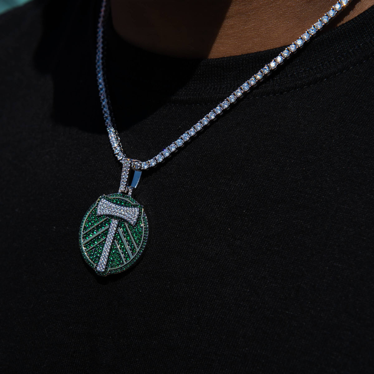 Portland Timbers Official MLS Logo Pendant in White Gold