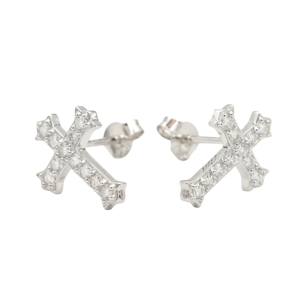 Moissanite Micro Cross Stud Earring in Sterling Silver