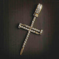 Iced Nail Cross in Yellow Gold