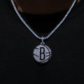 Brooklyn Nets Official NBA Primary Logo Pendant in White Gold