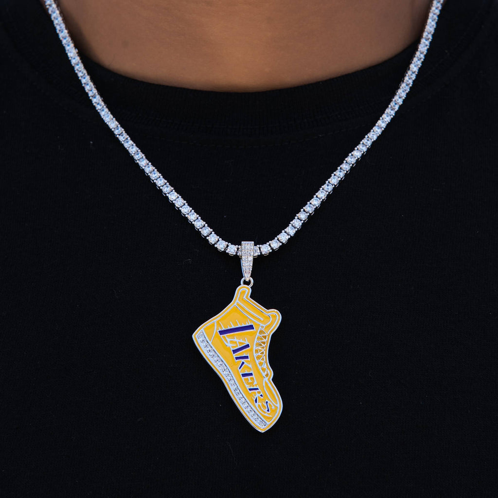 Los Angeles Lakers Official NBA Sneaker Pendant in White Gold
