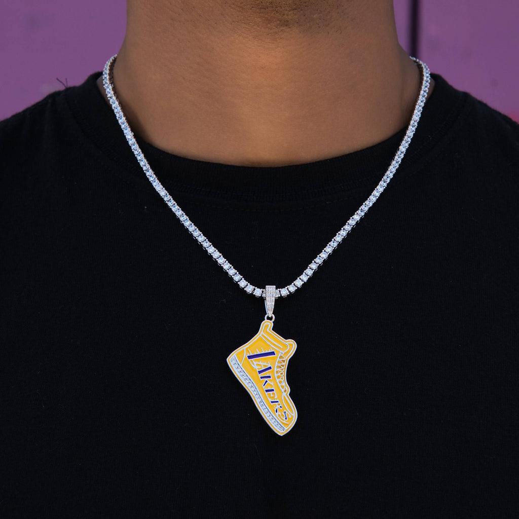 Los Angeles Lakers Official NBA Sneaker Pendant in White Gold