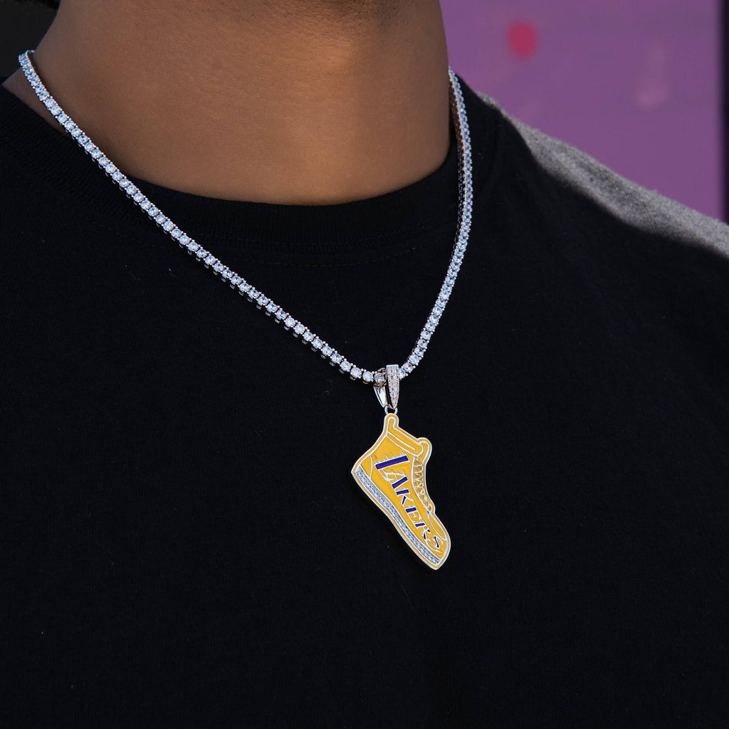 Los Angeles Lakers Official NBA Sneaker Pendant in White Gold