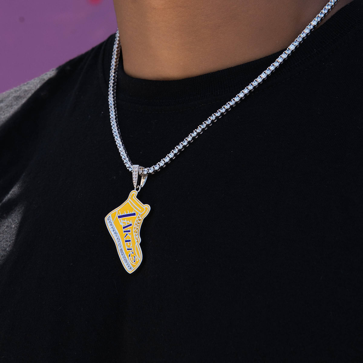 Los Angeles Lakers Official NBA Sneaker Pendant in White Gold