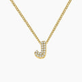 Iced Bubble Initial Necklace w/ Cuban Chain