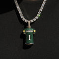 Green Bay Packers Official NFLPA Micah Parsons Green Jersey #1 Pendant in White Gold