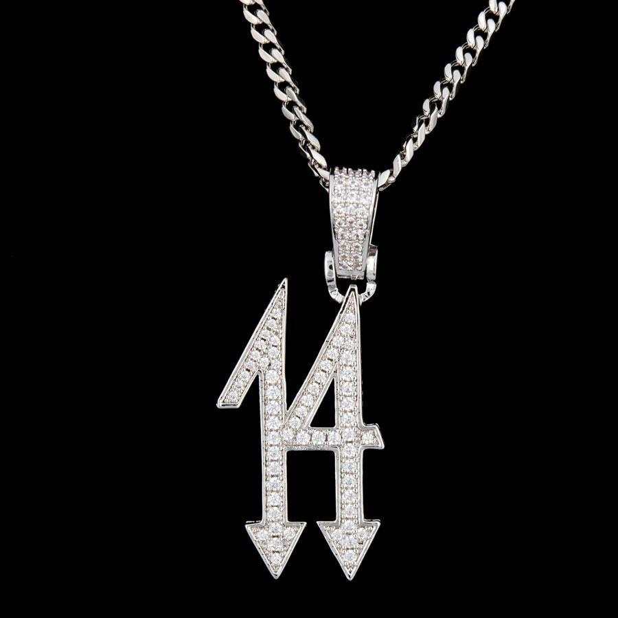 Official Iced 14 Pendant in White Gold