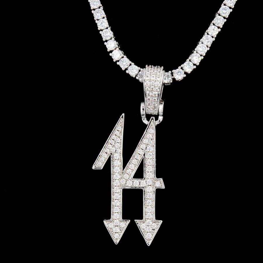 Official Iced 14 Pendant in White Gold