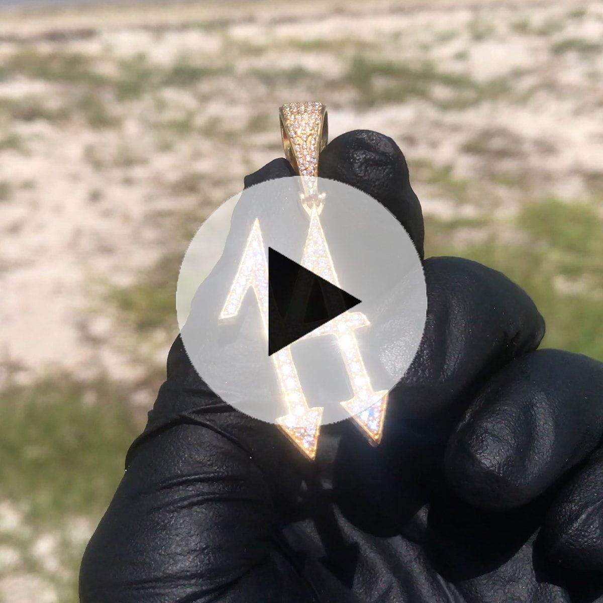 Official Iced 14 Pendant in Yellow Gold