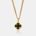 Onyx Clover Stone Pendant (Gold)