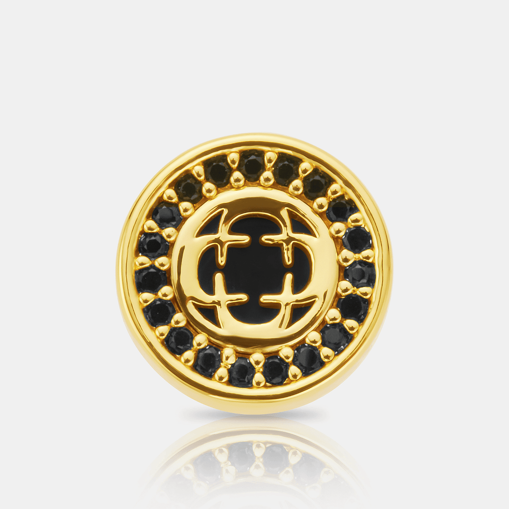 Onyx Clover Stud Earring (Gold)