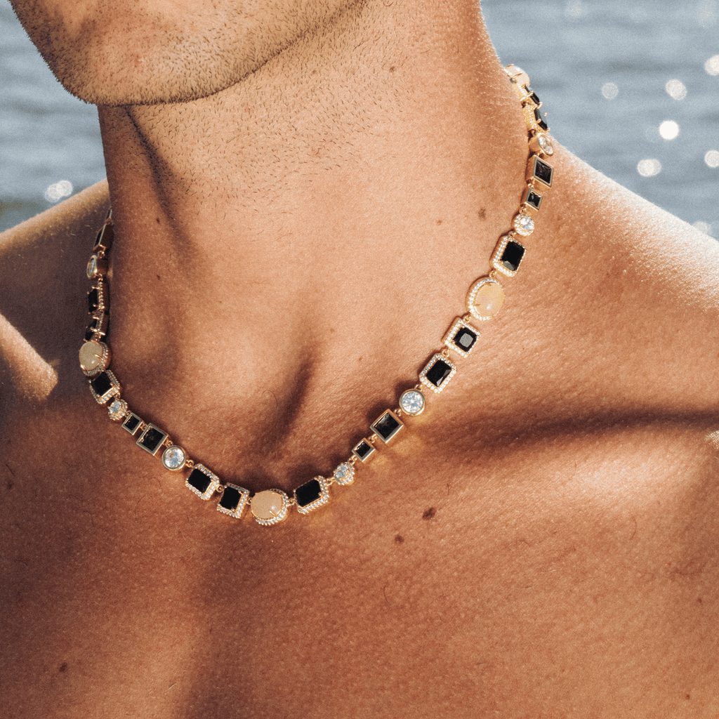 Onyx Gemstone Necklace (Gold)