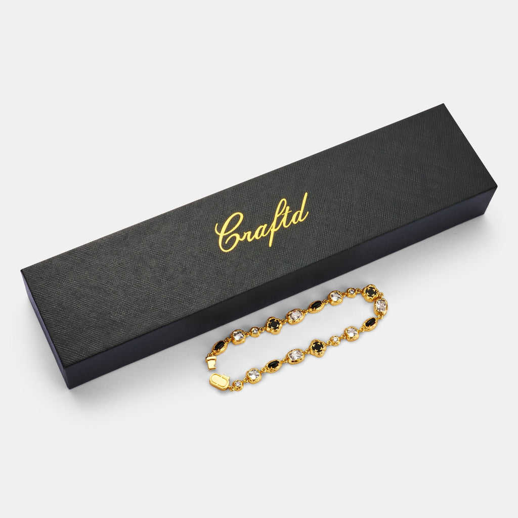 Melted Onyx Gemstone Bracelet (Gold)