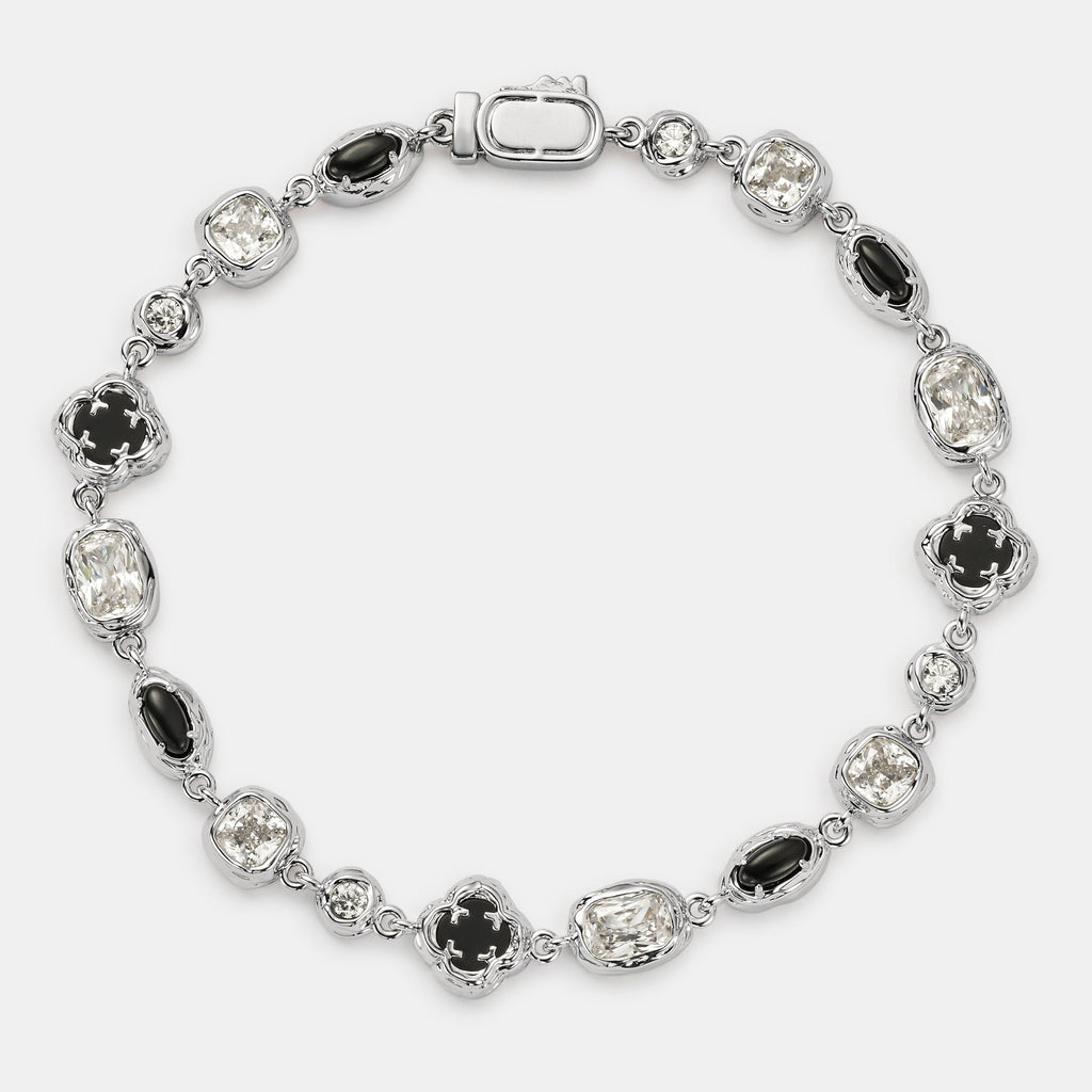 Melted Onyx Gemstone Bracelet (Silver)