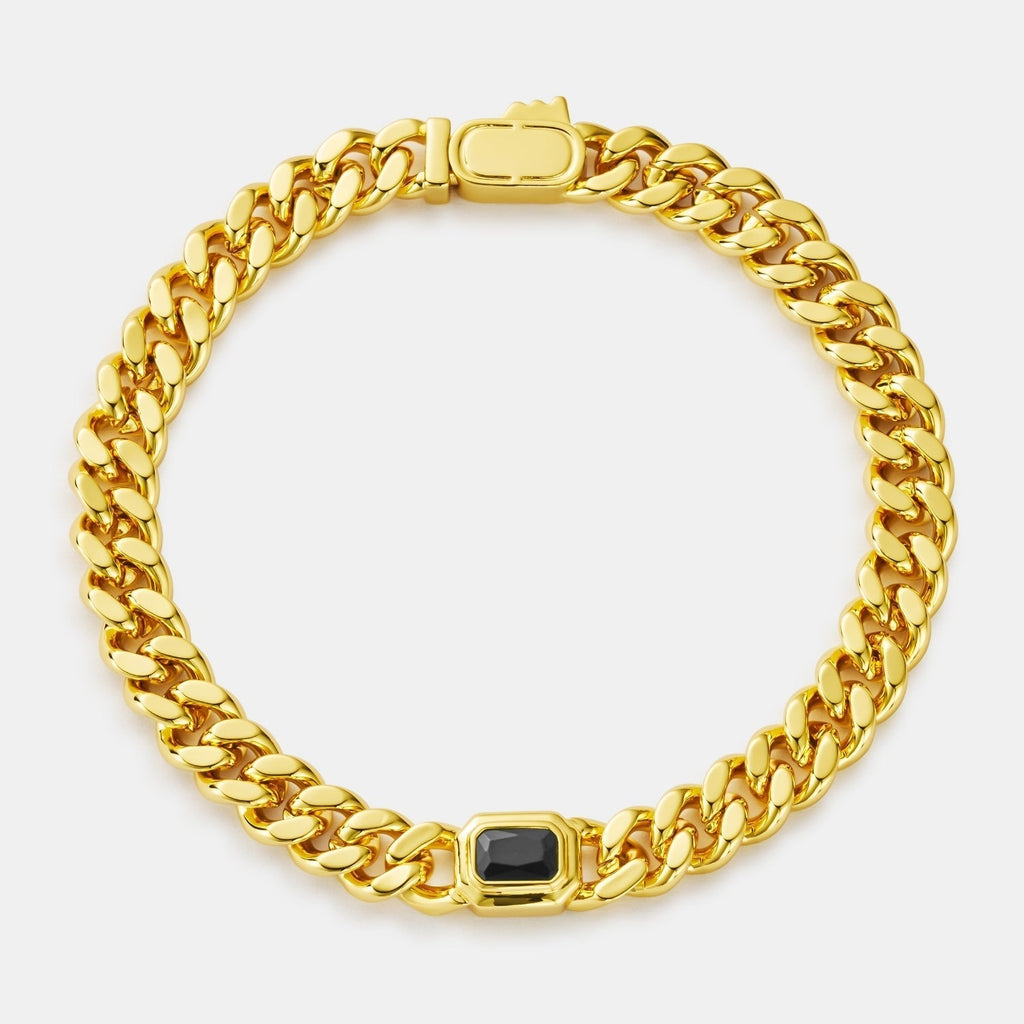 Onyx Cuban Bracelet (Gold) 6mm