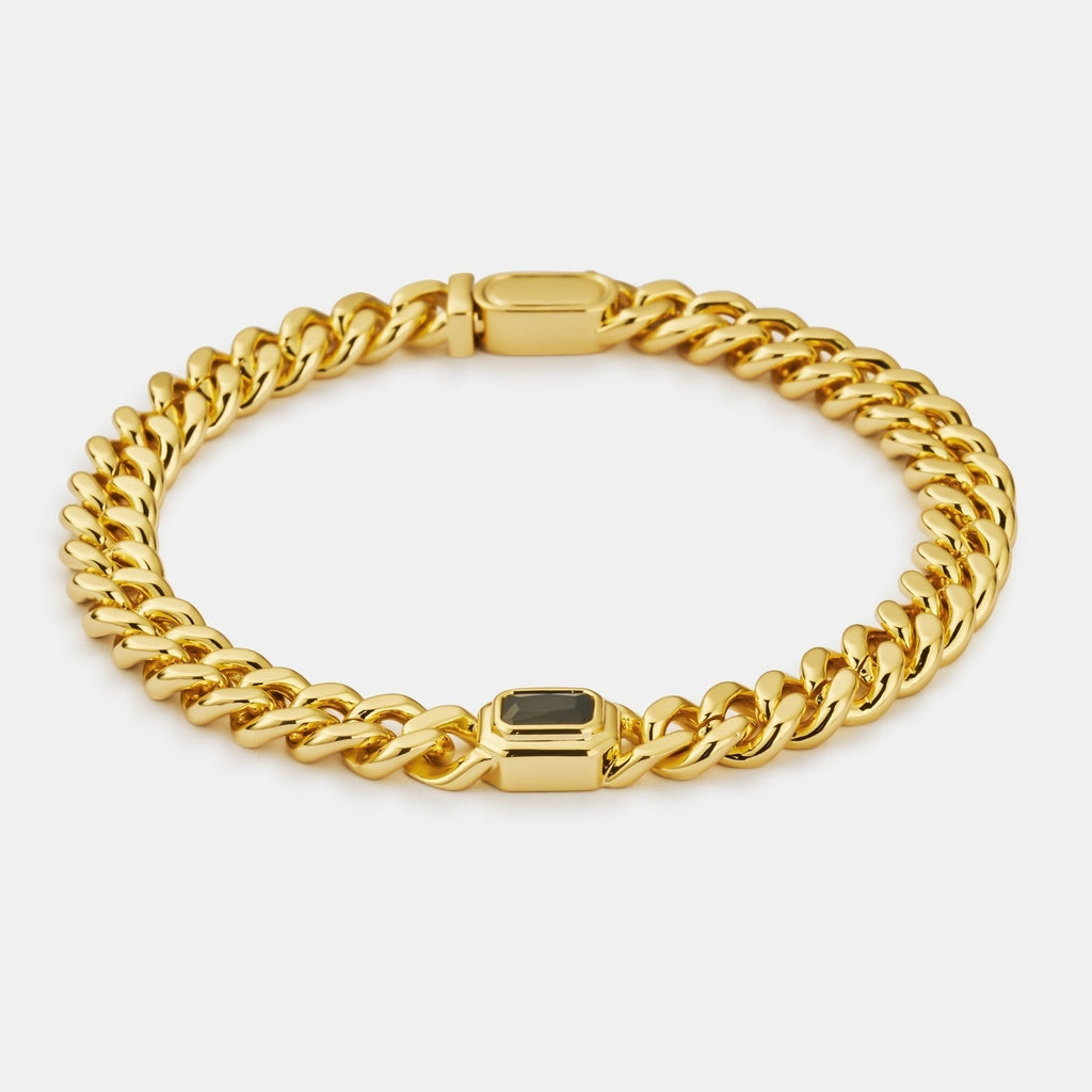 Onyx Cuban Bracelet (Gold) 6mm
