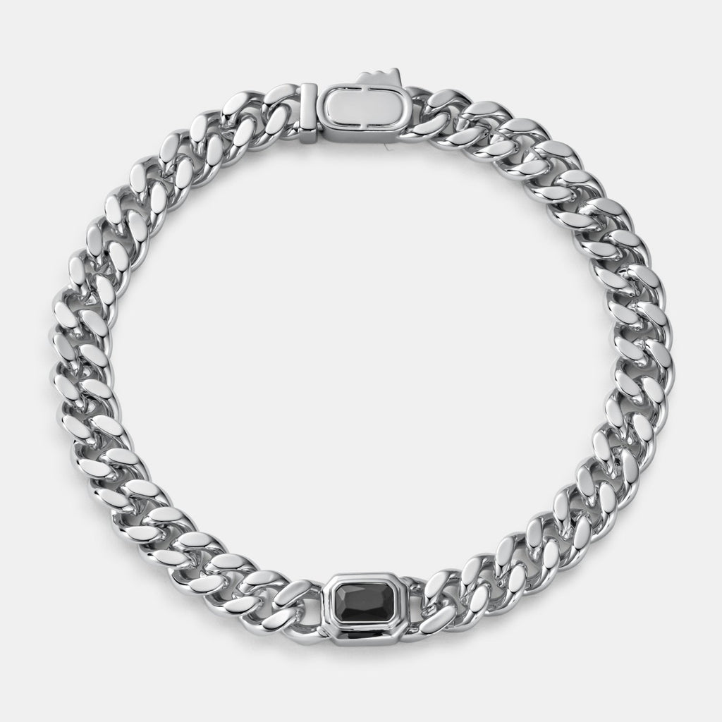 Onyx Cuban Bracelet (Silver) 6mm