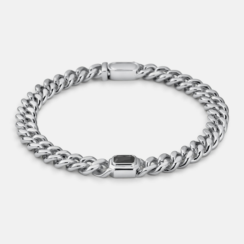 Onyx Cuban Bracelet (Silver) 6mm