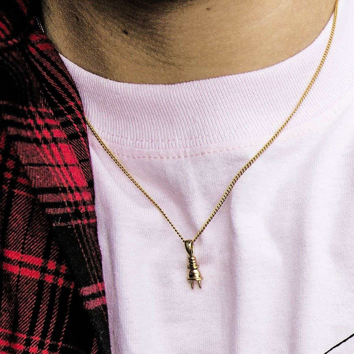 Micro Plug Pendant in Yellow Gold