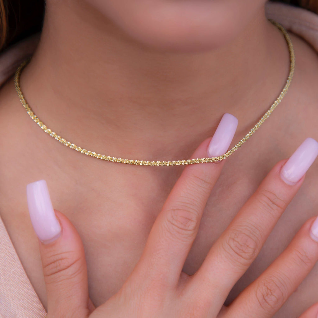 14k Solid Gold Popcorn Necklace