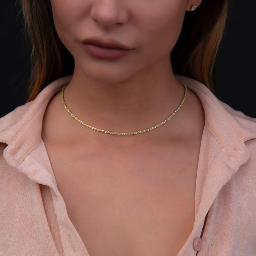 14k Solid Gold Popcorn Necklace
